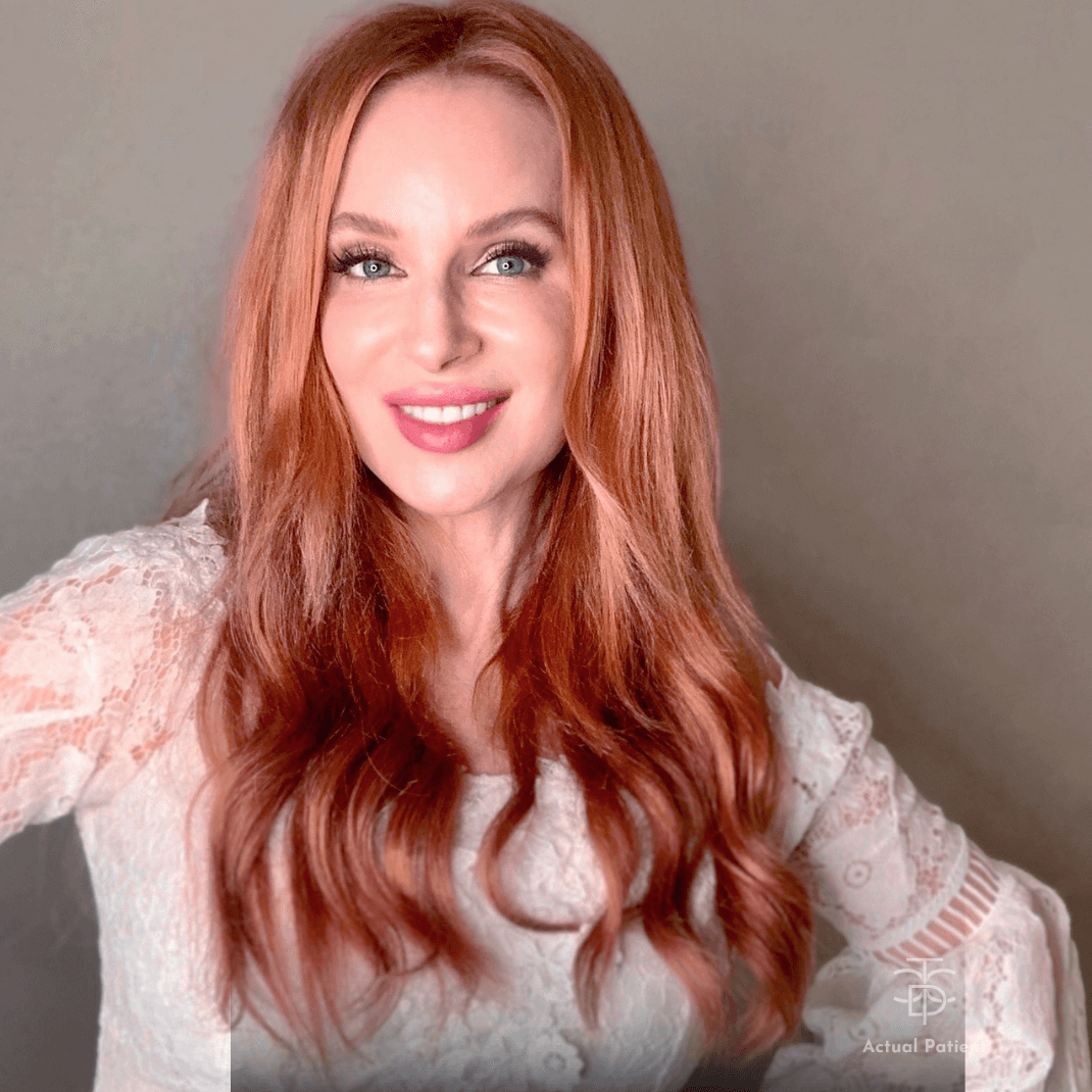 woman smiling wide